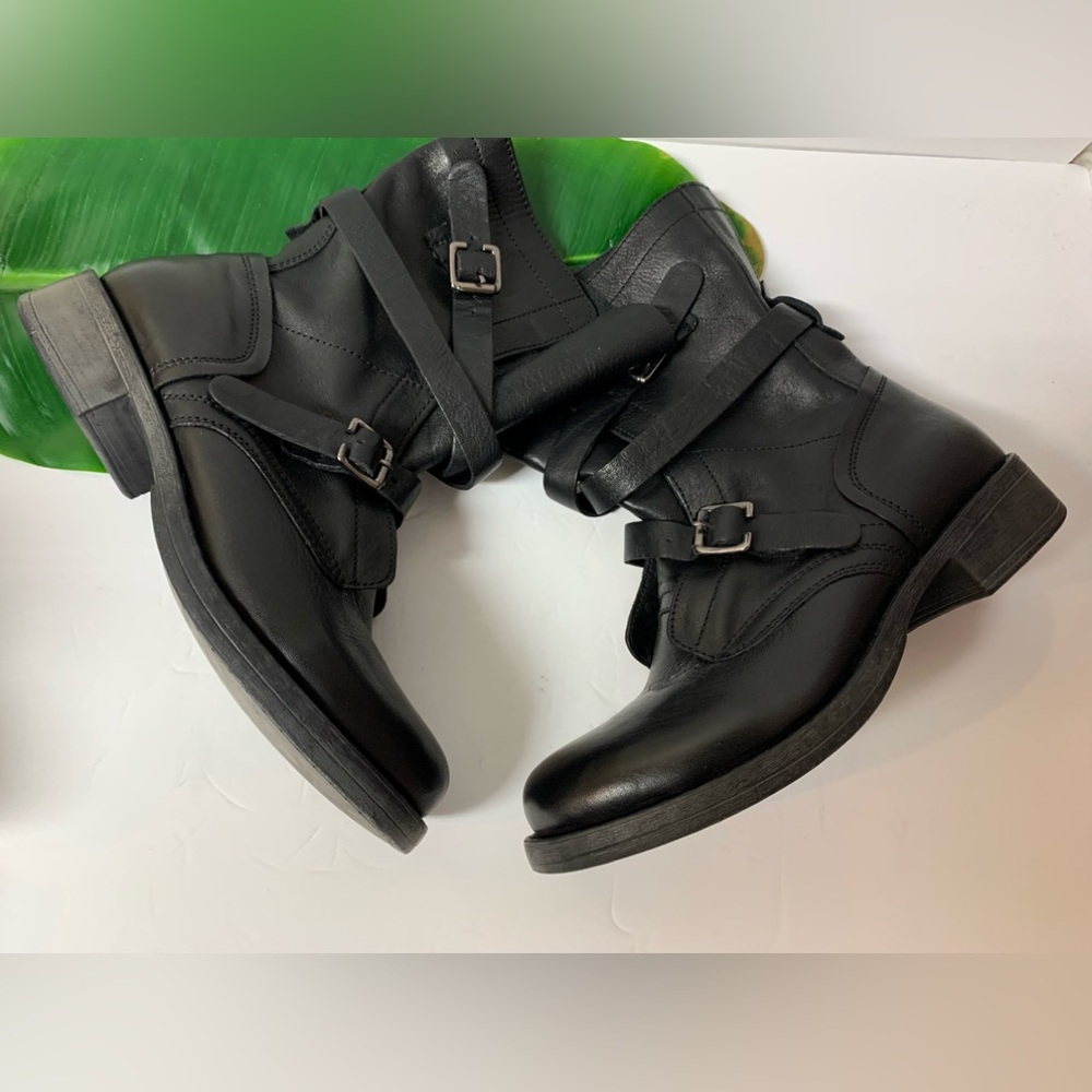 Diba True Black Moto Combat Leather Boots Size 6.5 - Picture 4 of 6